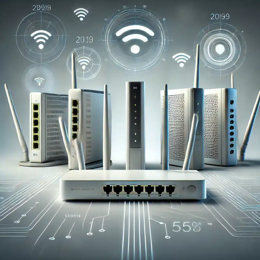 Visualización del desarrollo de los estándares WLAN con routers modernos y antiguos